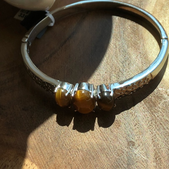 NWT Tiger Eye Stainless Steel Bangle Bracelet - Picture 8 of 8